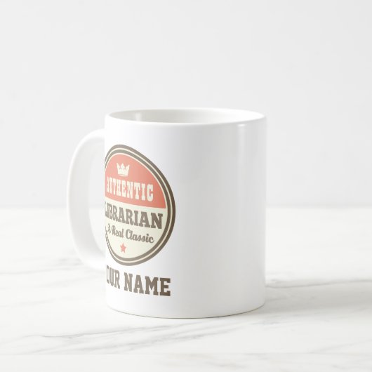 本物の図書館員おもしろいパーソナライズされた コーヒーマグカップ (正面左)