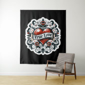 本物の愛のハートタトゥーに見える芸術的なデザイン タペストリー (インサイチュ)