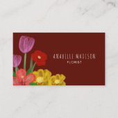 本物の手描き水彩色の花マルーン 名刺 (正面)