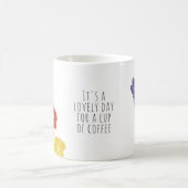 本物の手描き水彩色の花 コーヒーマグカップ (中央)