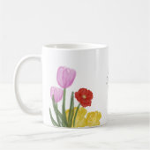 本物の手描き水彩色の花 コーヒーマグカップ (左)