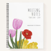 本物の手描き水彩色の花 ノートブック (正面)