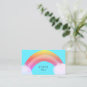 本物の手描き虹 |水色ブルー 名刺 (スタンド正面)