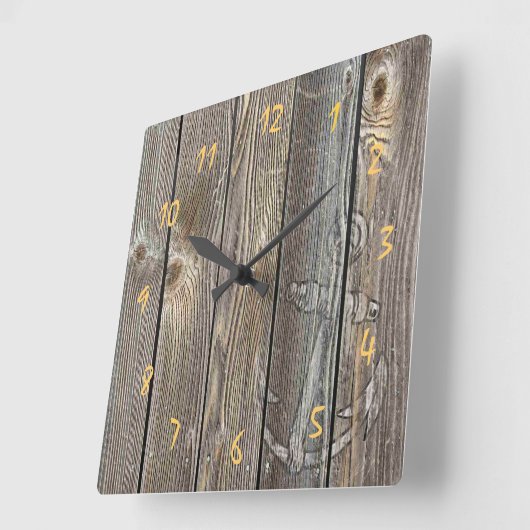本物の木材に美しいいかり スクエア壁時計 (傾斜)