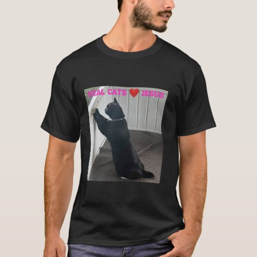 本物の猫はイエスが大好き Tシャツ (正面)