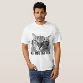 本物の男は猫が好き, メンズ猫Tシャツ Tシャツ (正面フル)