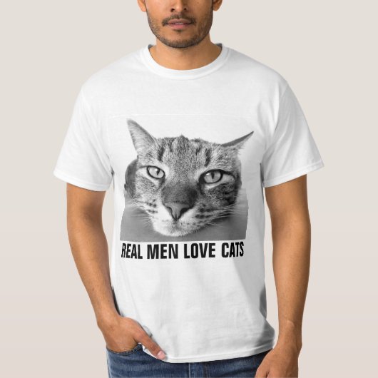本物の男は猫が好き, メンズ猫Tシャツ Tシャツ (正面)