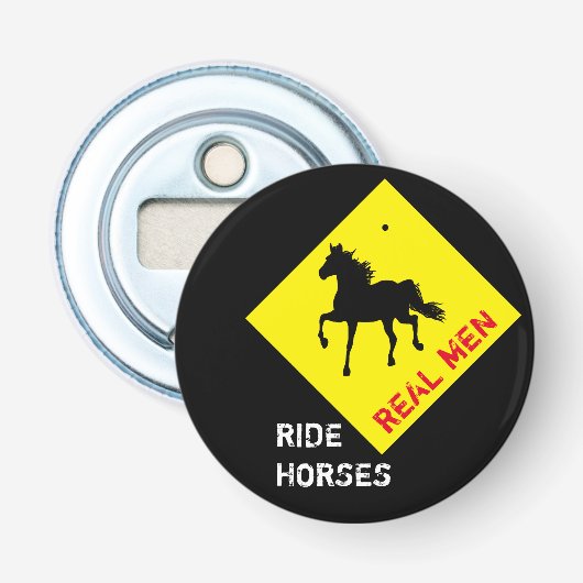 本物の男は馬に乗る & ブラックホースパーティ / ロデオ 栓抜き (正面)