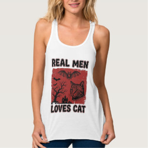 本物の男性は猫が好き ハロウィン ヴィンテージ 猫 Tシャツ デザイン