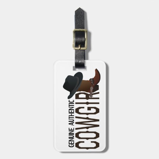 本物の確実な女性のカーボーイのブーツ及び帽子 ラゲッジタグ (正面縦)