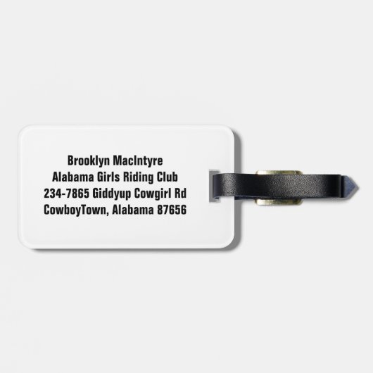 本物の確実な女性のカーボーイのブーツ及び帽子 ラゲッジタグ (裏面横)