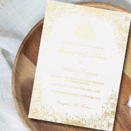 本物の箔ゴールド ホワイト装飾文言イスラム教徒の結婚式 箔招待状