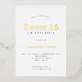 本物の箔押しSweet 16 誕生日パーティー 箔招待状