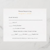 本物の箔花開花葉RSVP  箔招待状ポストカード (裏面)