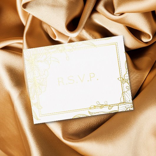 本物の箔花開花葉RSVP  箔招待状ポストカード