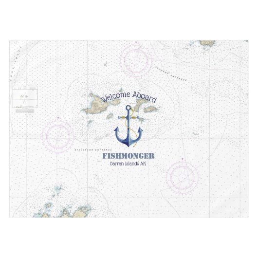 本物の航海のチャート不毛の島アラスカ テーブルクロス (正面(横))