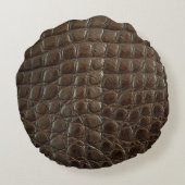 本物の茶色のワニ革、近くに見える ラウンドクッション (裏面)