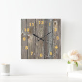 本物の見た古い木材といかり スクエア壁時計 (ホーム)