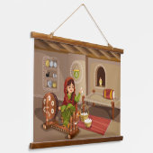 本物の農村ライフスタイルイラストレーション 吊り下げ型タペストリー (傾斜あり)