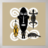 本物の部族の戦士シーンの動物 ポスター (正面)