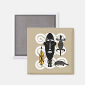 本物の部族の戦士シーンの動物 マグネット (正面/裏面)