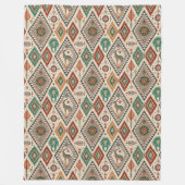 本物の部族はっきりした族のパターン銅緑 フリースブランケット (正面)