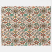 本物の部族はっきりした族のパターン銅緑 フリースブランケット (正面(横))