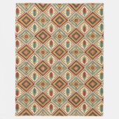 本物の部族はっきりした族のパターン銅緑 フリースブランケット (正面)