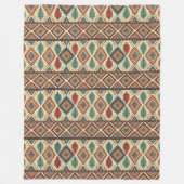 本物の部族はっきりした族のパターン銅緑 フリースブランケット (正面)