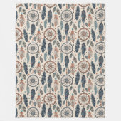 本物の部族はっきりした模様ドリームキャッチャー フリースブランケット (正面)