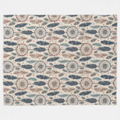 本物の部族はっきりした模様ドリームキャッチャー フリースブランケット (正面(横))