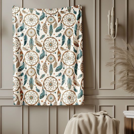 本物の部族はっきりした模様ドリームキャッチャー フリースブランケット