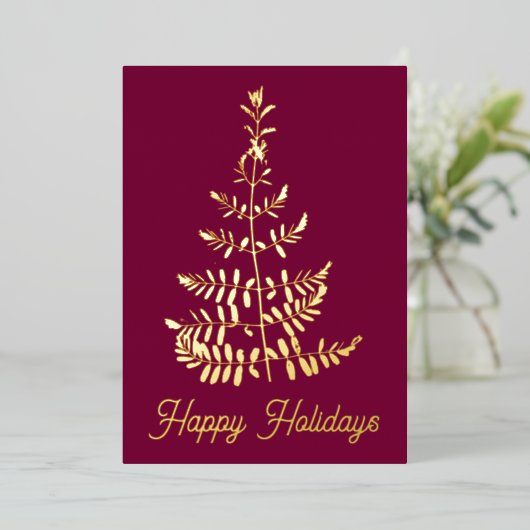 本物の金箔のクリスマスツリー 箔シーズンカード (立ち正面)