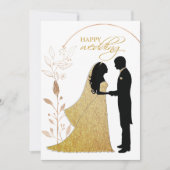 本物の金箔を使ったエレガントなリーフの花輪　モノグラム 招待状 (正面)