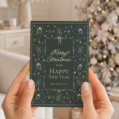 本物の金箔を使用した植物画クリスマスカード 箔シーズンカード