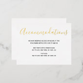 本物の金箔スクリプト結婚式宿泊カード 箔招待状ポストカード (正面/裏面)