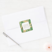 本物の金箔風の背景に水彩トロピカルリーフパターン スクエアシール (封筒)