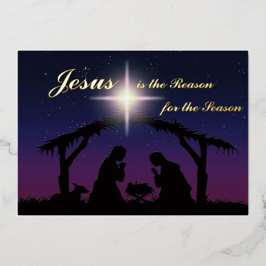 本物の金箔 イエスが理由 クリスマス 誕生カード 箔シーズンカード (正面)