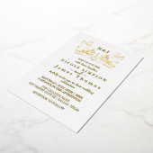 本物の金箔 エレガントな鳥のリース モノグラム 箔招待状 (回転した状態)