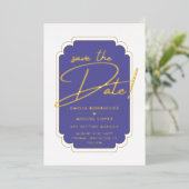 本物の金箔 紫 結婚式 セーブ・ザ・デート 箔招待状 (立ち正面)