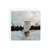 本物の雪だるまの写真 カード (正面/裏面インサイチュ)