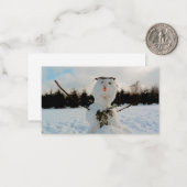 本物の雪だるま & 冬の風景の写真 ノートカード (正面/裏面インサイチュ)