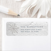 本物の雪とシルバーの雪の結晶のアドレス ラベル (インサイチュ)