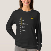 本物の雰囲気のレディース長袖Tシャツ