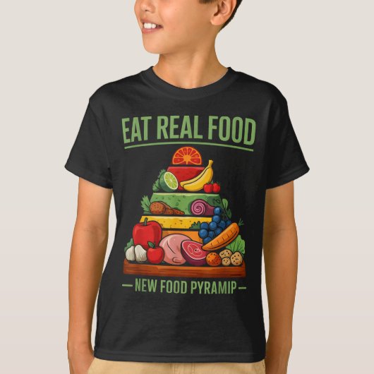 本物の食品フードピラミッドデザイン Tシャツ (正面)