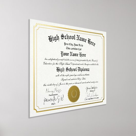 本物の高校卒業証書 ホームスクール 箔ポスター (レイダウン)