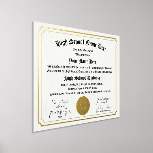 本物の高校卒業証書、GED、ホームスクール 箔ポスター (レイダウン)