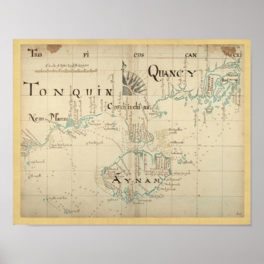 本物の1690年海賊地図 ポスター (正面)