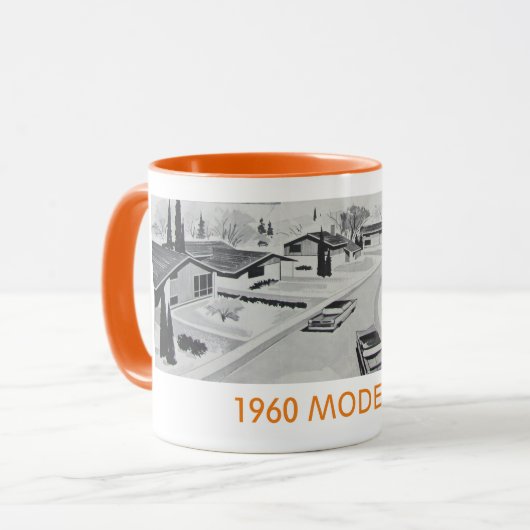 本物の60年代の現代主義の住宅のマグ マグカップ (正面左)