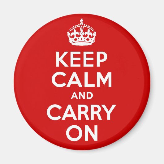本物のKeep Calm and Carry Onオリジナルレッド マグネット (正面)